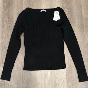 NWT A&F Black Ribbed Long Sleeve Top